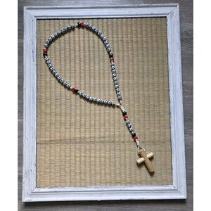 Rosary Beads with Wooden Cross  18 inch